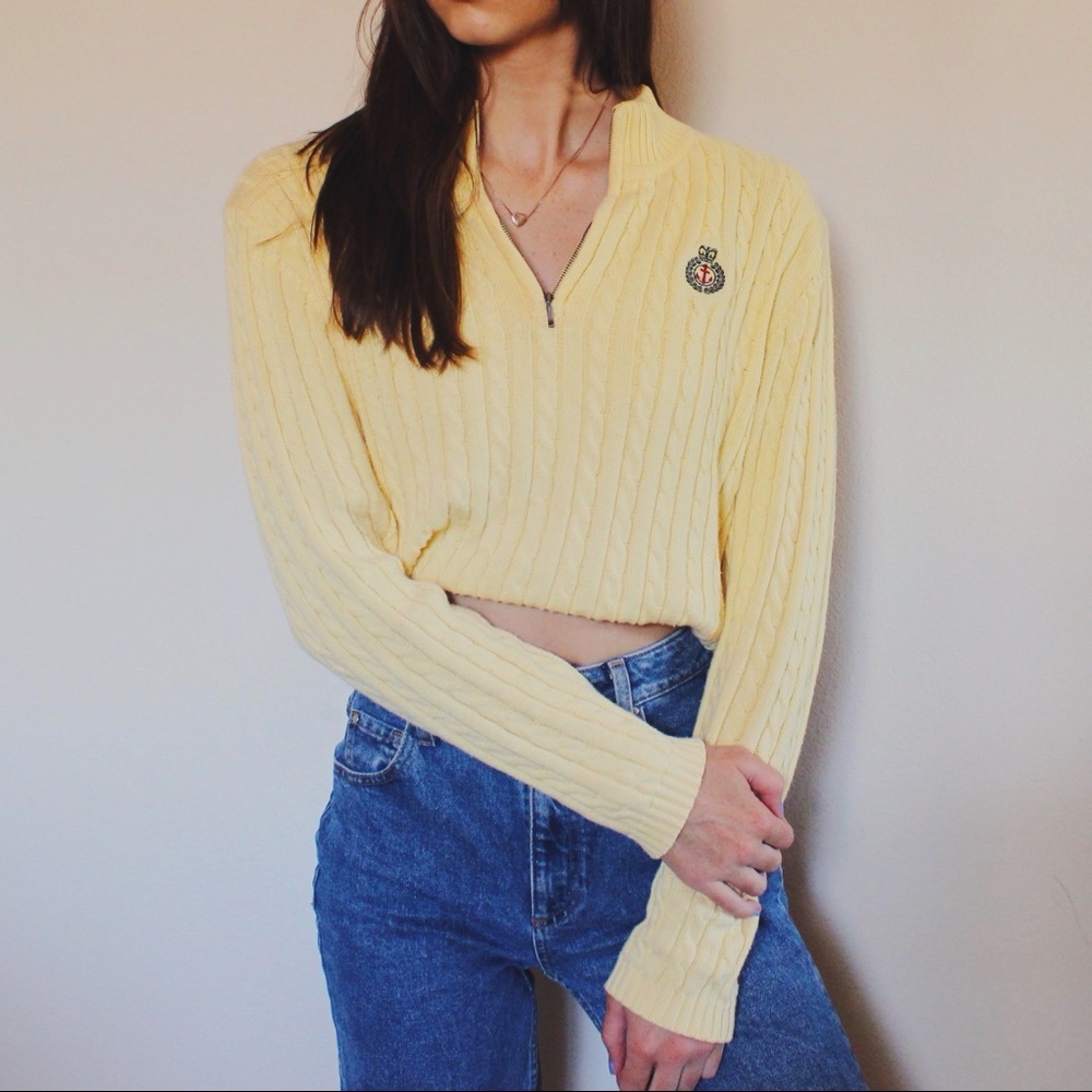 Thrifted Yellow Half Zip Sweater